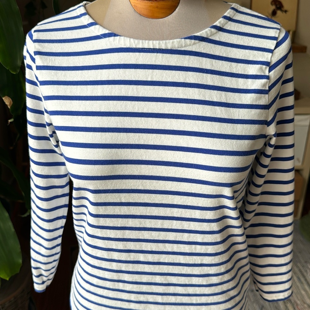 J Crew Reimagined 3/4 sleeve striped top 100 percent cotton